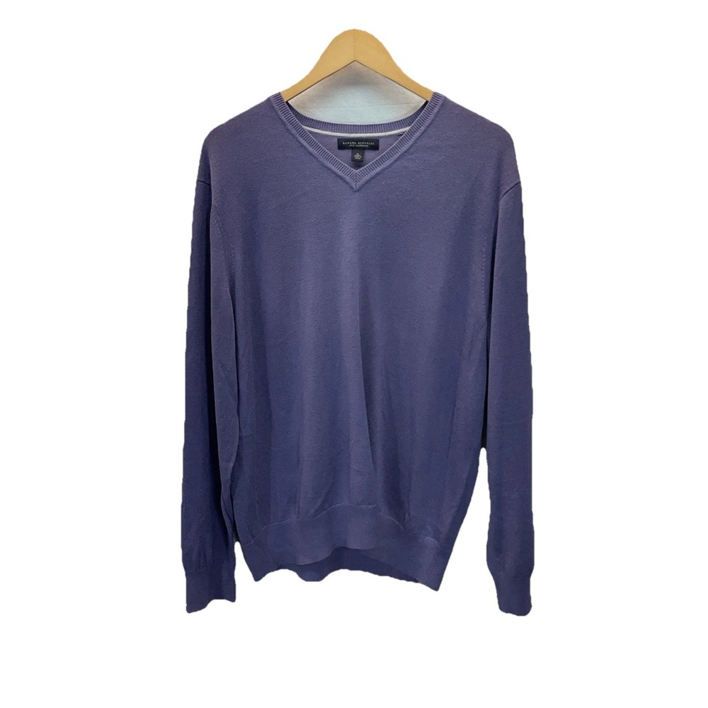 Banana Republic Sweater Mens XL Luxury Silk Cashmere‎ V Neck Pullover purple